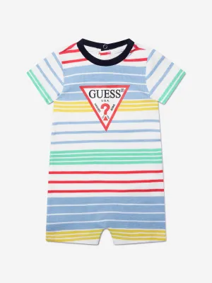 Guess Baby Boys Striped Logo Romper in Multicolour