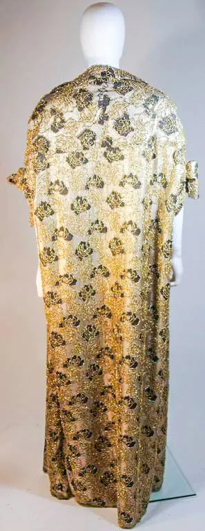 HAUTE COUTURE INTERNATIONAL 1960s Gold Beaded Gown Size 6