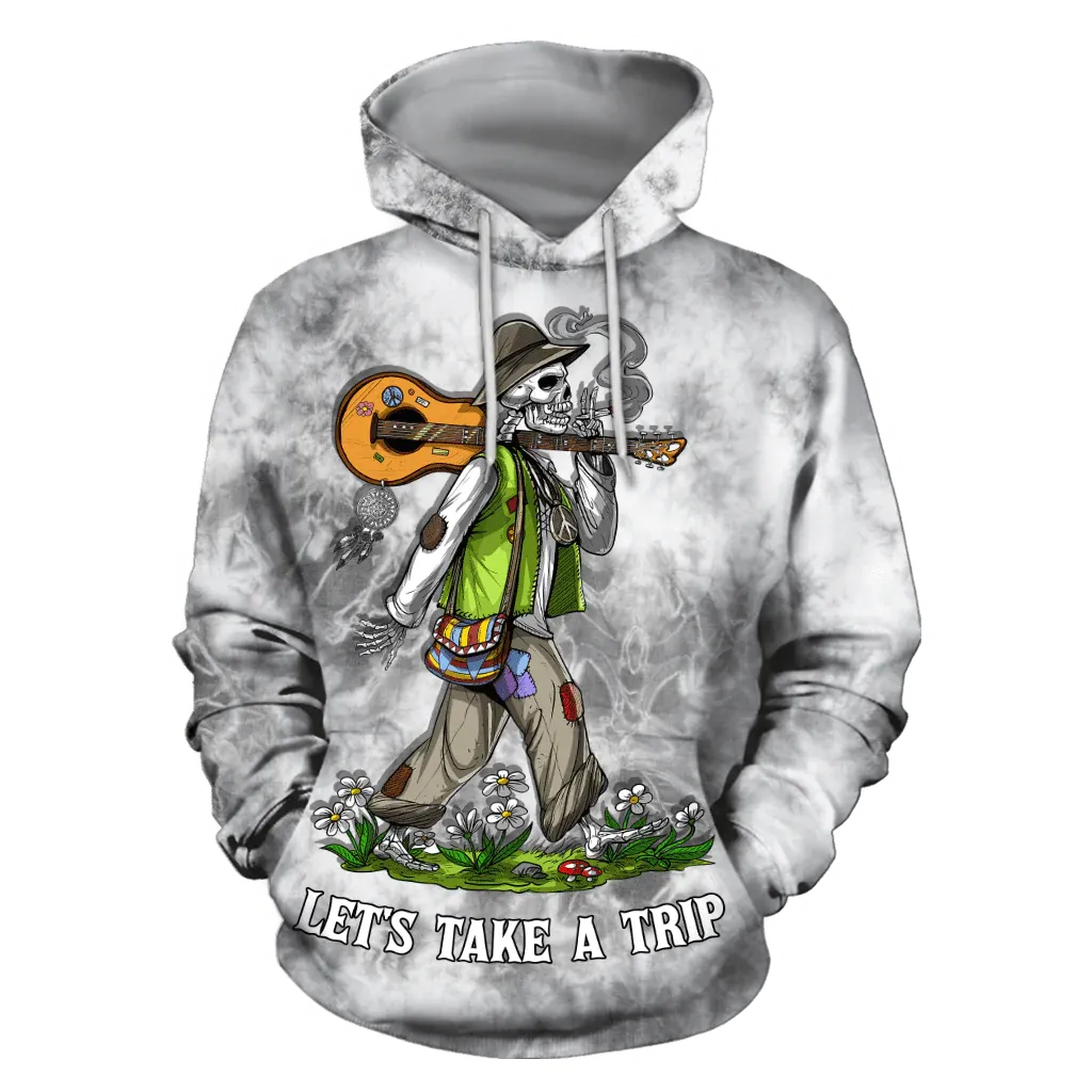 Hippie Skull Let's Take A Trip 3D Printed Unisex Hoodie Men Hippie Hoodie