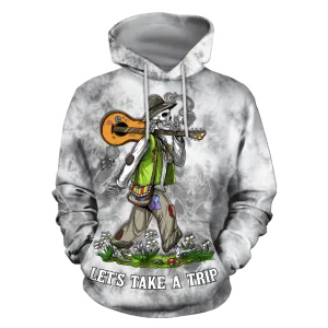 Hippie Skull Let's Take A Trip 3D Printed Unisex Hoodie Men Hippie Hoodie