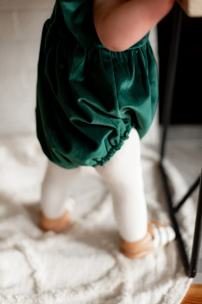 Infant Girl's Green Velvet Romper