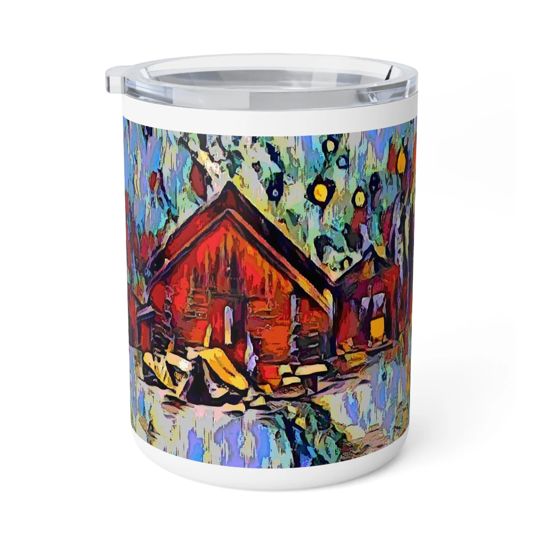 Insulated Coffee Mug, 10oz ... A Very Abstract "Mountain Winter Scene" ... Original Works. Copyright Phot's Photo_LODA: Les Objets D'Art. December 2023 ...