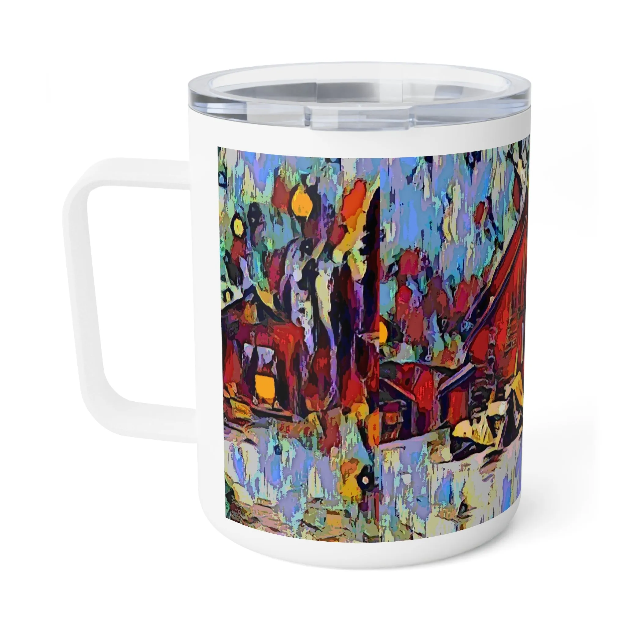 Insulated Coffee Mug, 10oz ... A Very Abstract "Mountain Winter Scene" ... Original Works. Copyright Phot's Photo_LODA: Les Objets D'Art. December 2023 ...