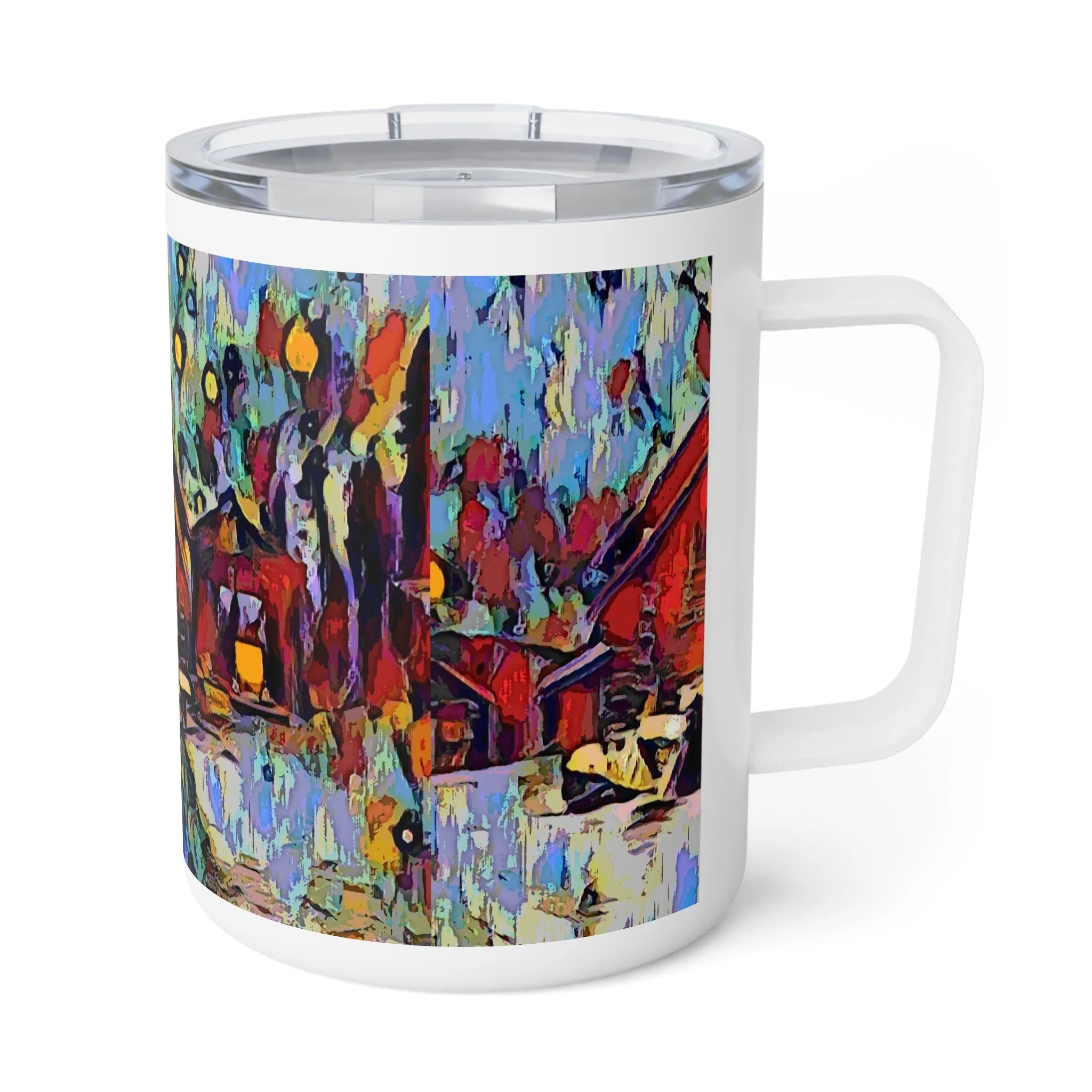 Insulated Coffee Mug, 10oz ... A Very Abstract "Mountain Winter Scene" ... Original Works. Copyright Phot's Photo_LODA: Les Objets D'Art. December 2023 ...