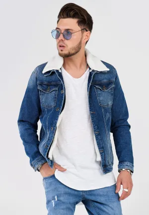 Jeansjacke mit Teddyfell Blau C-4111