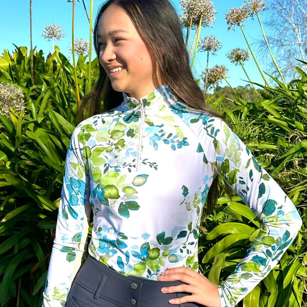 Kastel Denmark Long Sleeve GREEN Watercolour Floral Sunshirt