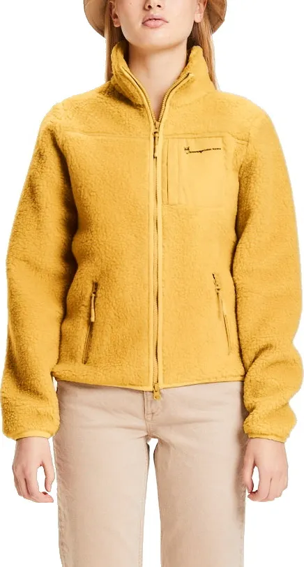 Knowledge Cotton Apparel Women&#x27;s Betony Teddy High Neck Zip Jacket Honey Gold | Buy Knowledge Cotton Apparel Women&#x27;s Betony Teddy High Neck Zip Jacket Honey Gold here | Outnorth