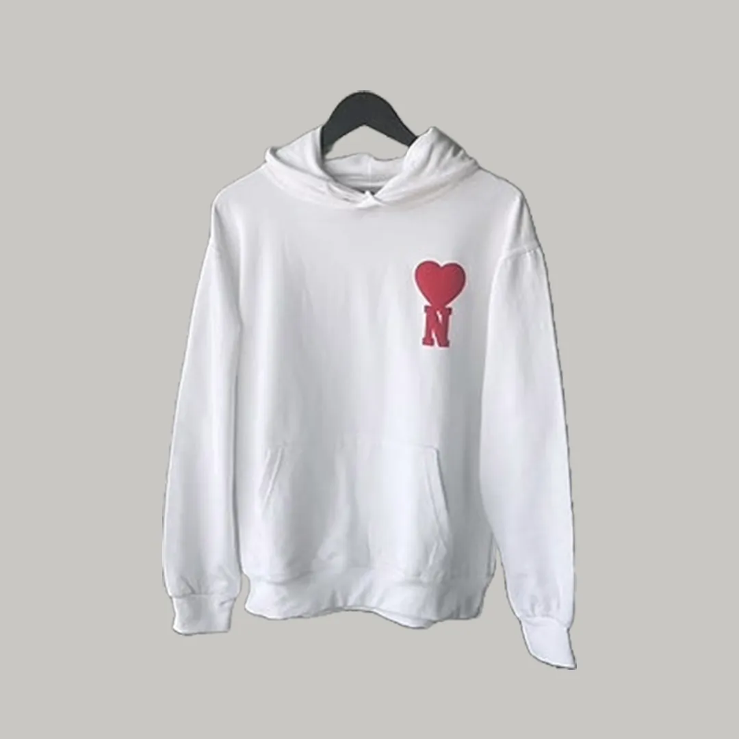 Letter With Heart Puff Printed Hoodie