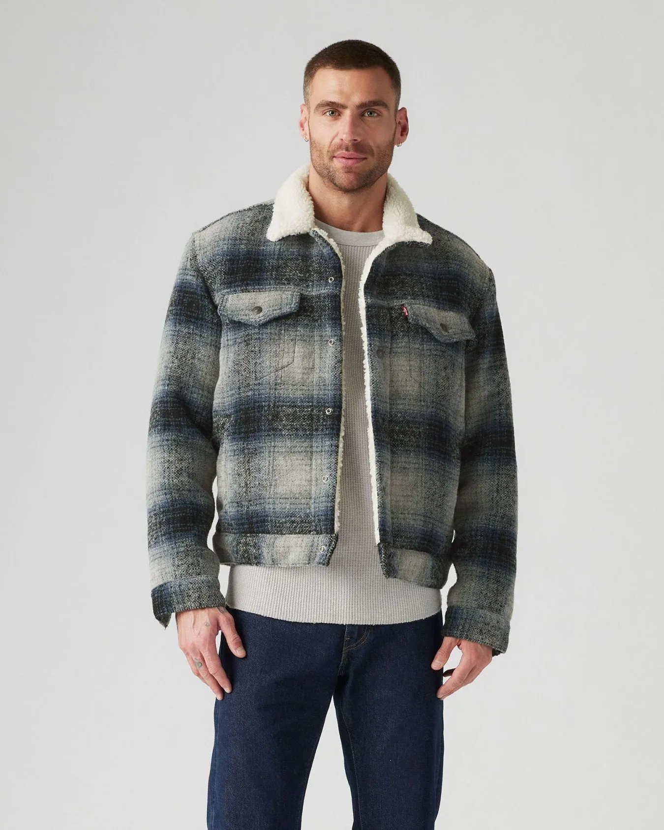 Levi's® Type III Sherpa Jacket - Westin Plaid / Car Park Grey