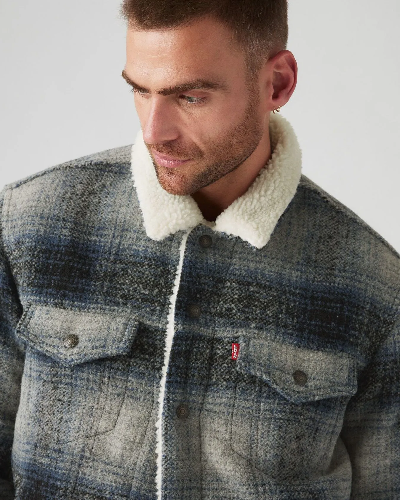 Levi's® Type III Sherpa Jacket - Westin Plaid / Car Park Grey