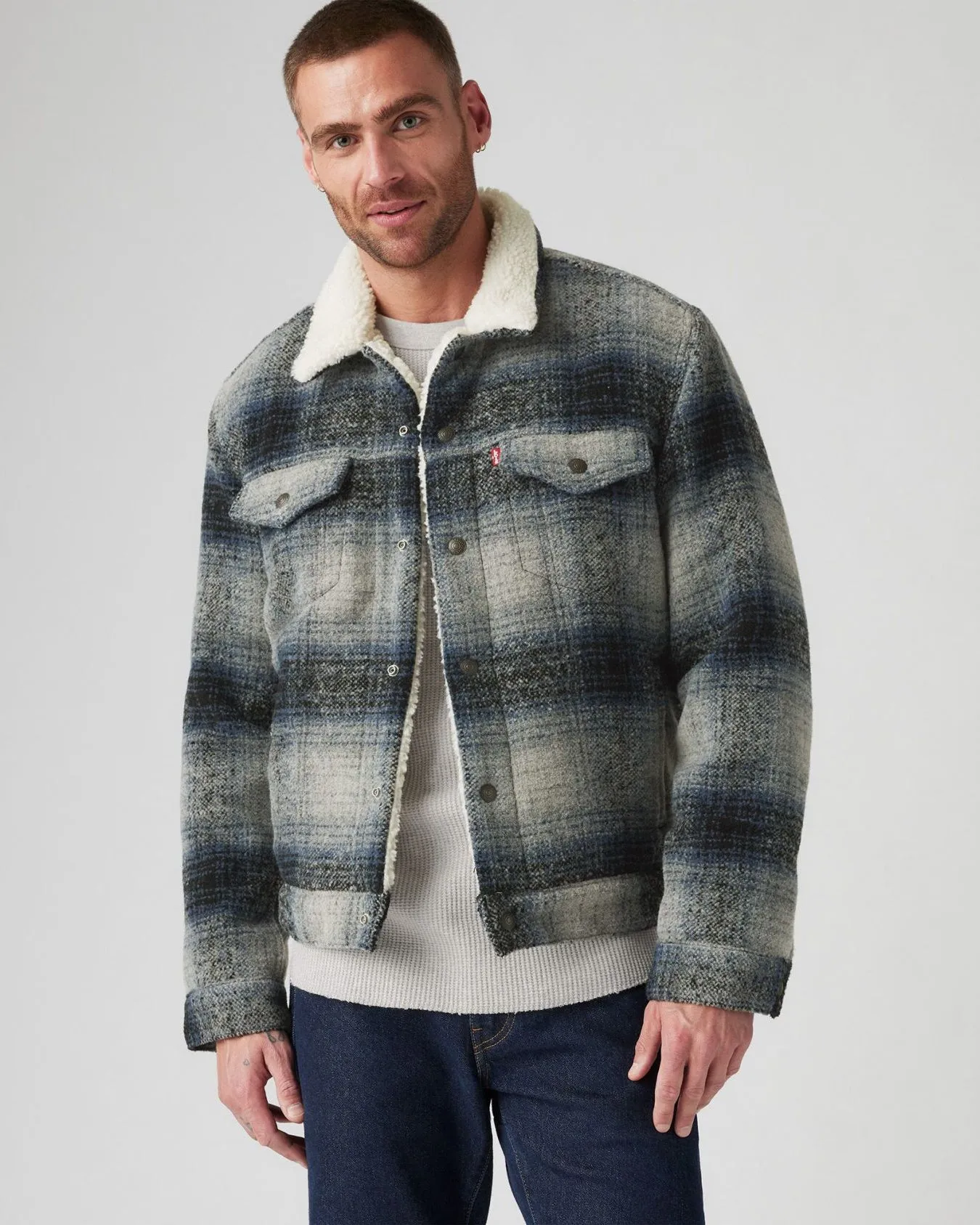 Levi's® Type III Sherpa Jacket - Westin Plaid / Car Park Grey