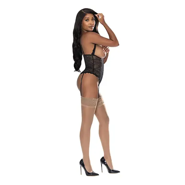 Magic Silk Ooh La Lace Cupless & Crotchless Teddy Black L/XL