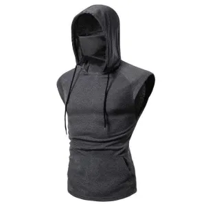 MASKED SLEEVELESS HOODIE