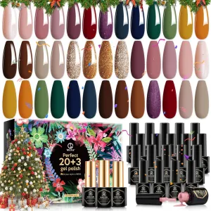 MEFA -20 Colors Gel Nail Polish Kit | Glossy Matte Top Base   Coat