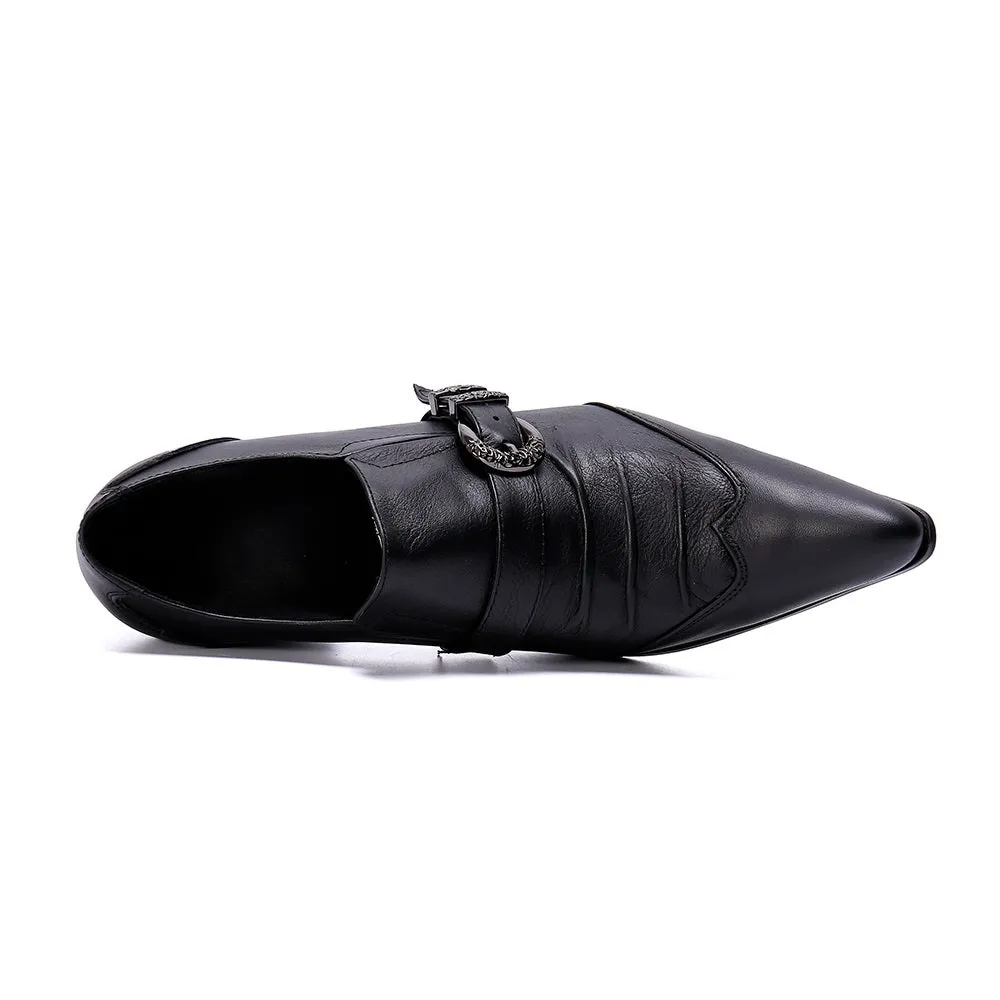 Men Wing Tip Pointed Monk Strap Shoes