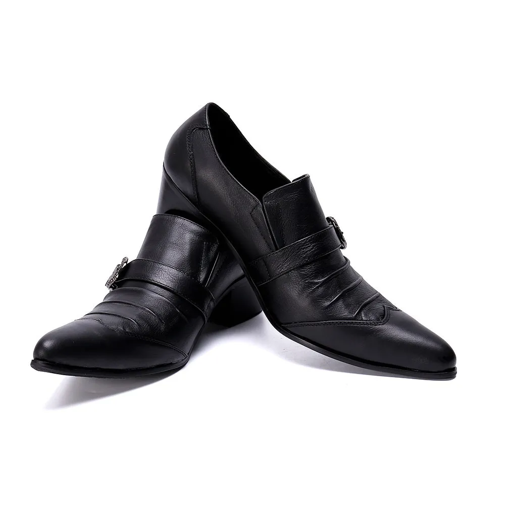 Men Wing Tip Pointed Monk Strap Shoes