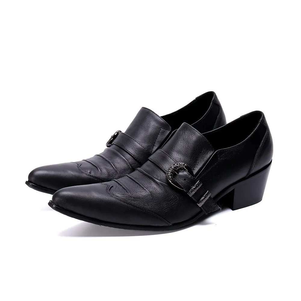 Men Wing Tip Pointed Monk Strap Shoes