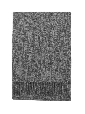 Men's 100% Baby Alpaca Woven Scarf - Black & White Melange