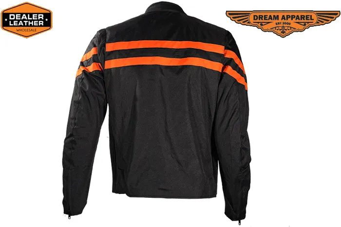 Mens Textile Motorcycle Jacket With Orange Stripes