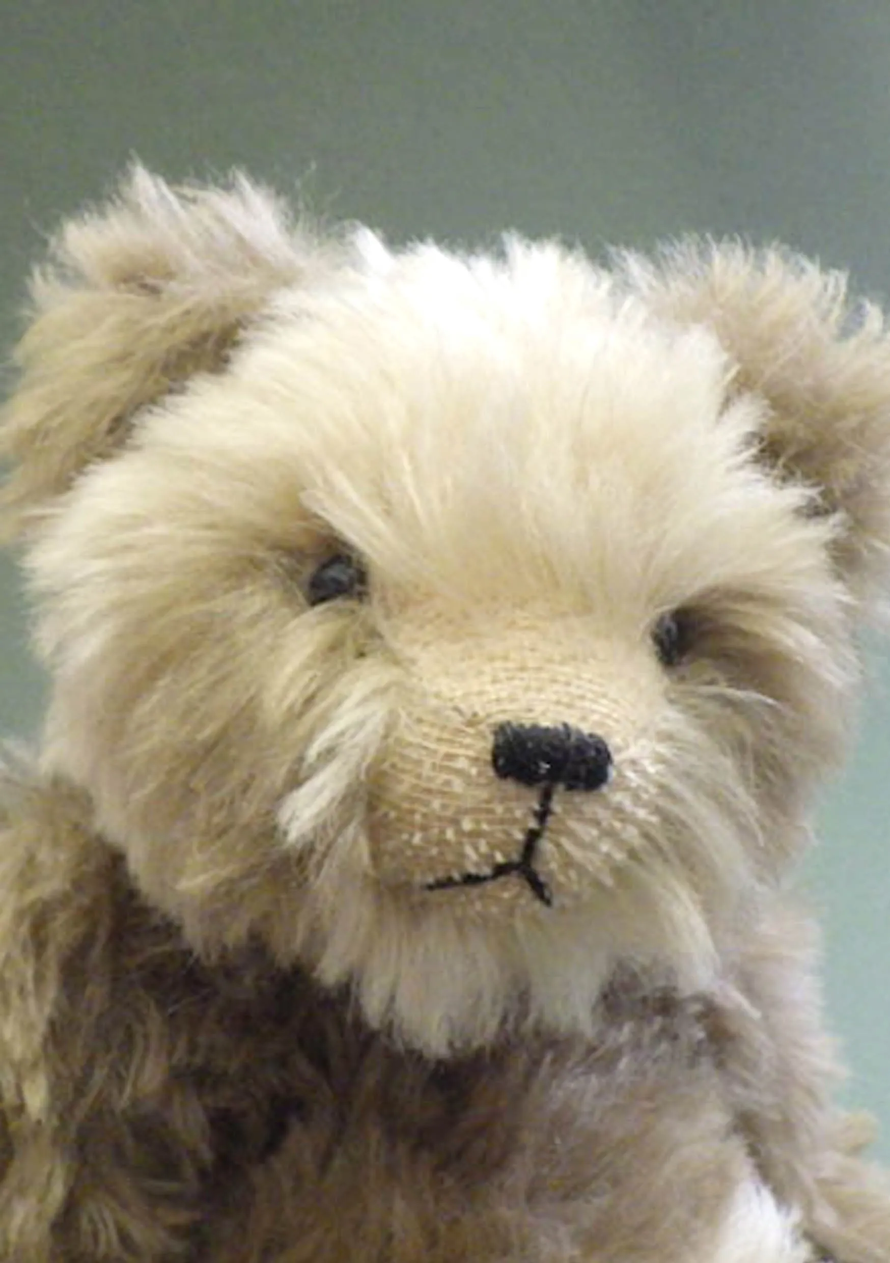 Mohair Teddy Bear Kit - Rolo - 29cm when made,  Brown & Cream, Pre Cut Mohair Fabric