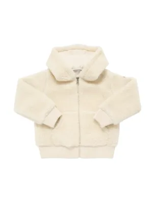 Moncler   Tech teddy hooded zip-up jacket 