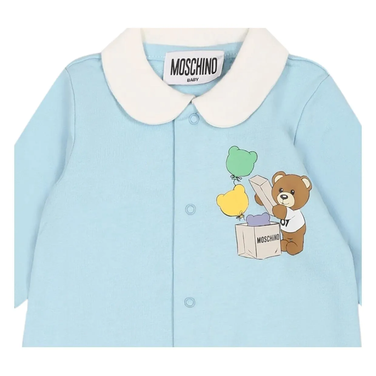 Moschino Baby Teddy Bear Sky Blue Babygrow