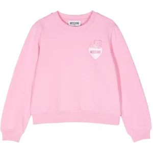 Moschino Kids Teddy Bear Heart Logo Pink Sweatshirt