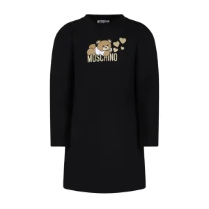 Moschino Kids Teddy Bear Logo Black Sweat Dress