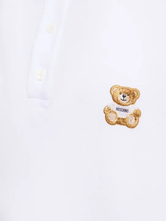 Moschino   Teddy embroidered cotton piquet polo 