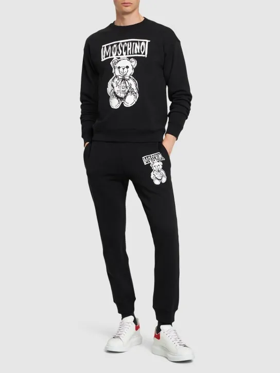 Moschino   Teddy print cotton crewneck sweatshirt 