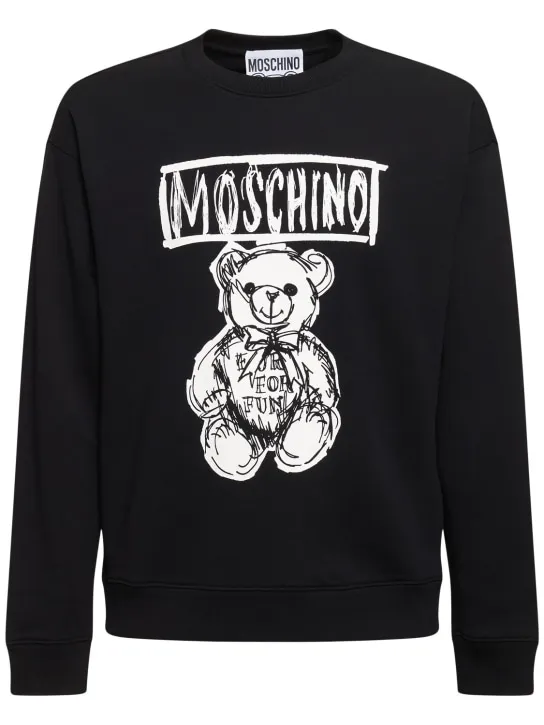 Moschino   Teddy print cotton crewneck sweatshirt 