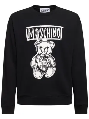 Moschino   Teddy print cotton crewneck sweatshirt 