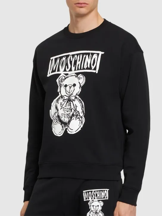 Moschino   Teddy print cotton crewneck sweatshirt 