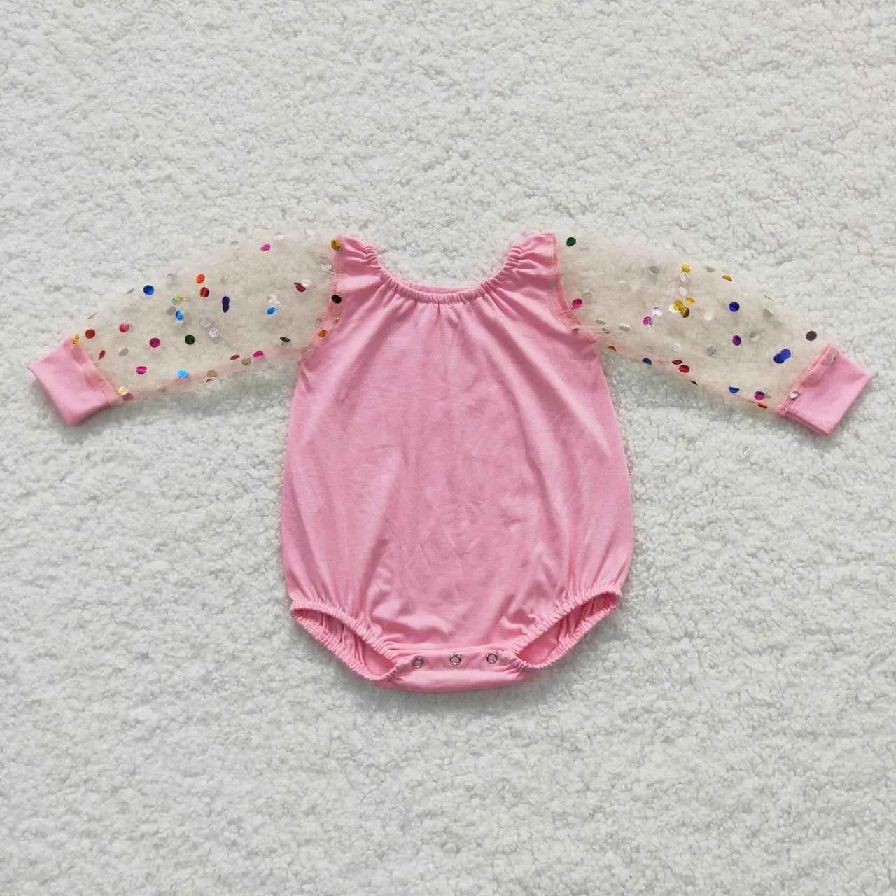 Newborn off shoulder girl pink romper LR0466