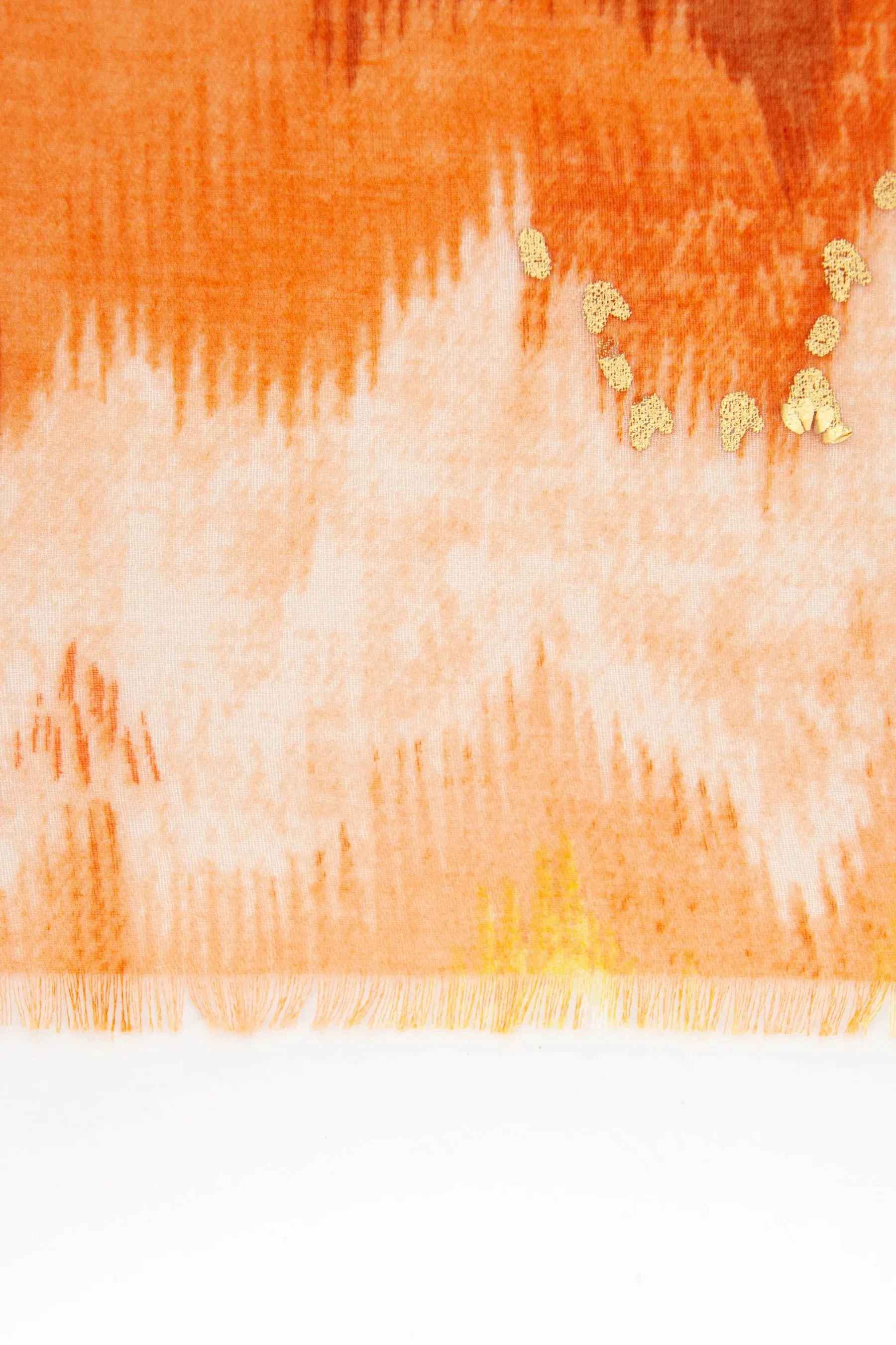 Ombre Wave Watercolour Scarf - Orange Metallic