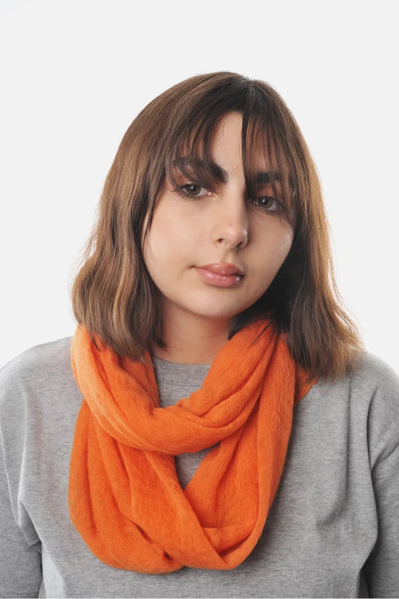 Orange Cashmere Classic Knit Tube Scarf