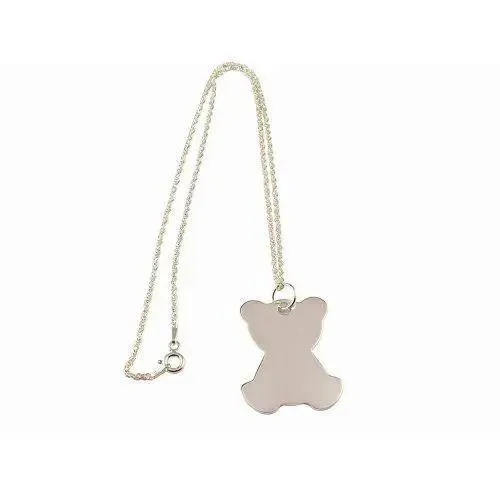 Personalised Sterling Silver Childs Teddy Necklace Hand Engraved