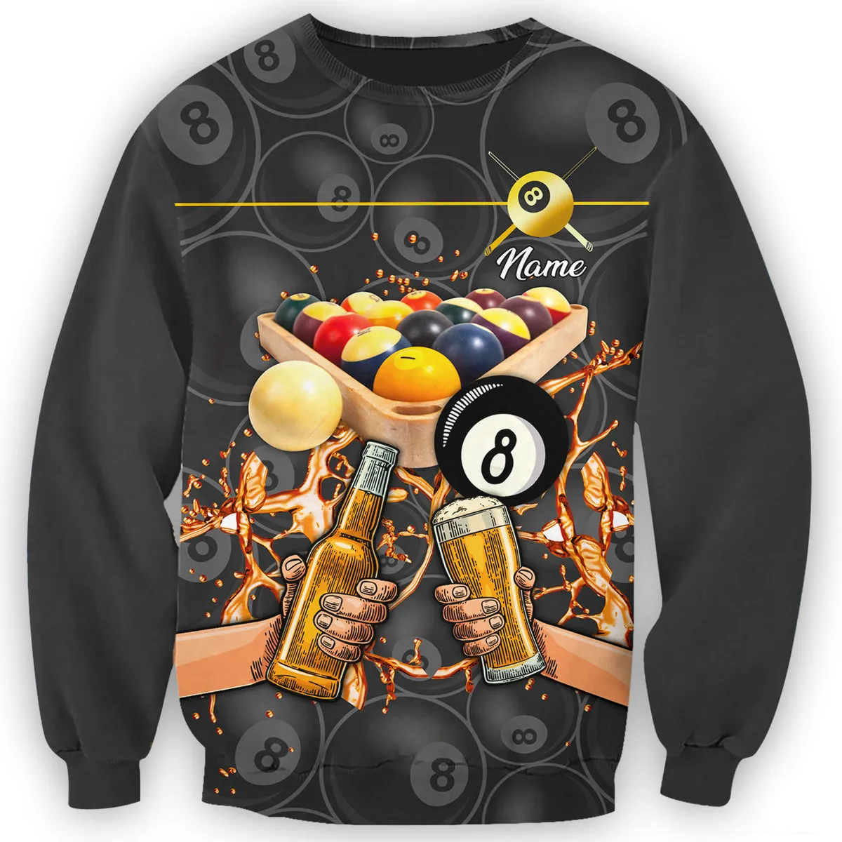 Personalized Name Pool and Beer Billiard 3D Sweatshirt Hoodie Shirt, Beer Billiard Shirt