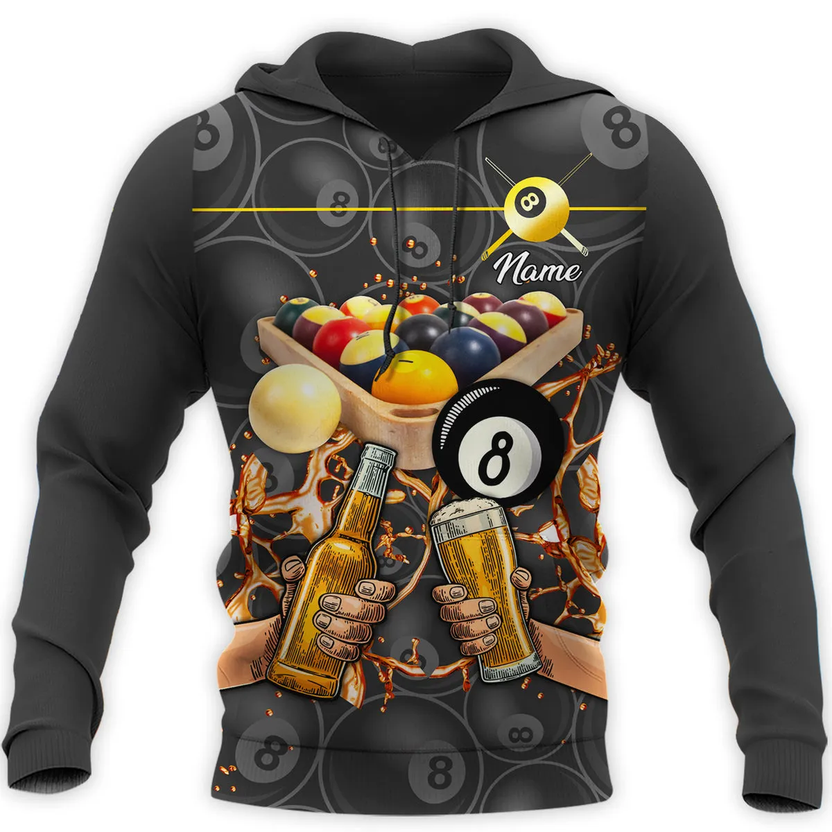 Personalized Name Pool and Beer Billiard 3D Sweatshirt Hoodie Shirt, Beer Billiard Shirt