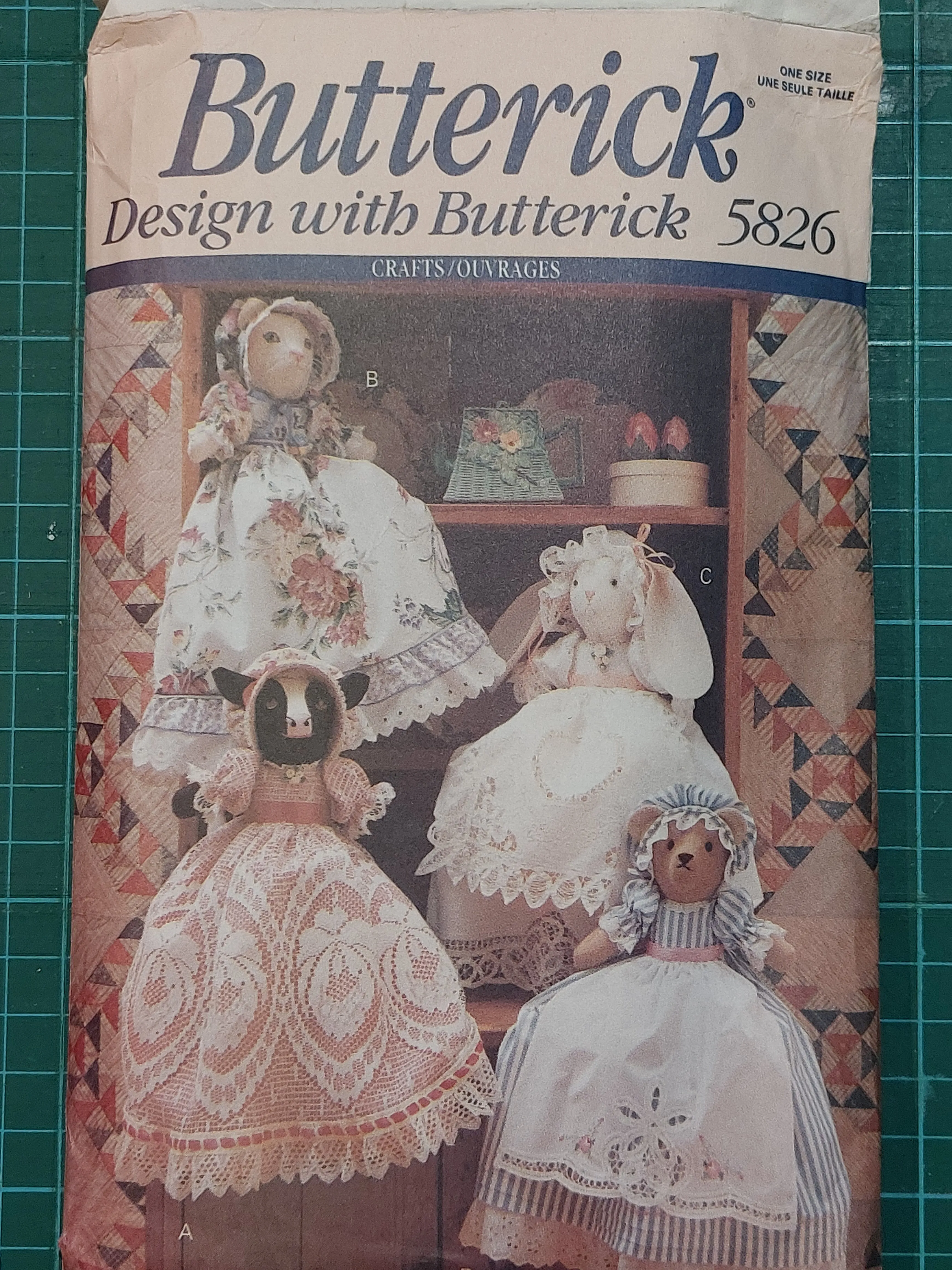 Preloved Butterick 5826 Sewing Pattern - Bear, Rabbit, Cat, Cow Soft Toys and Clothes