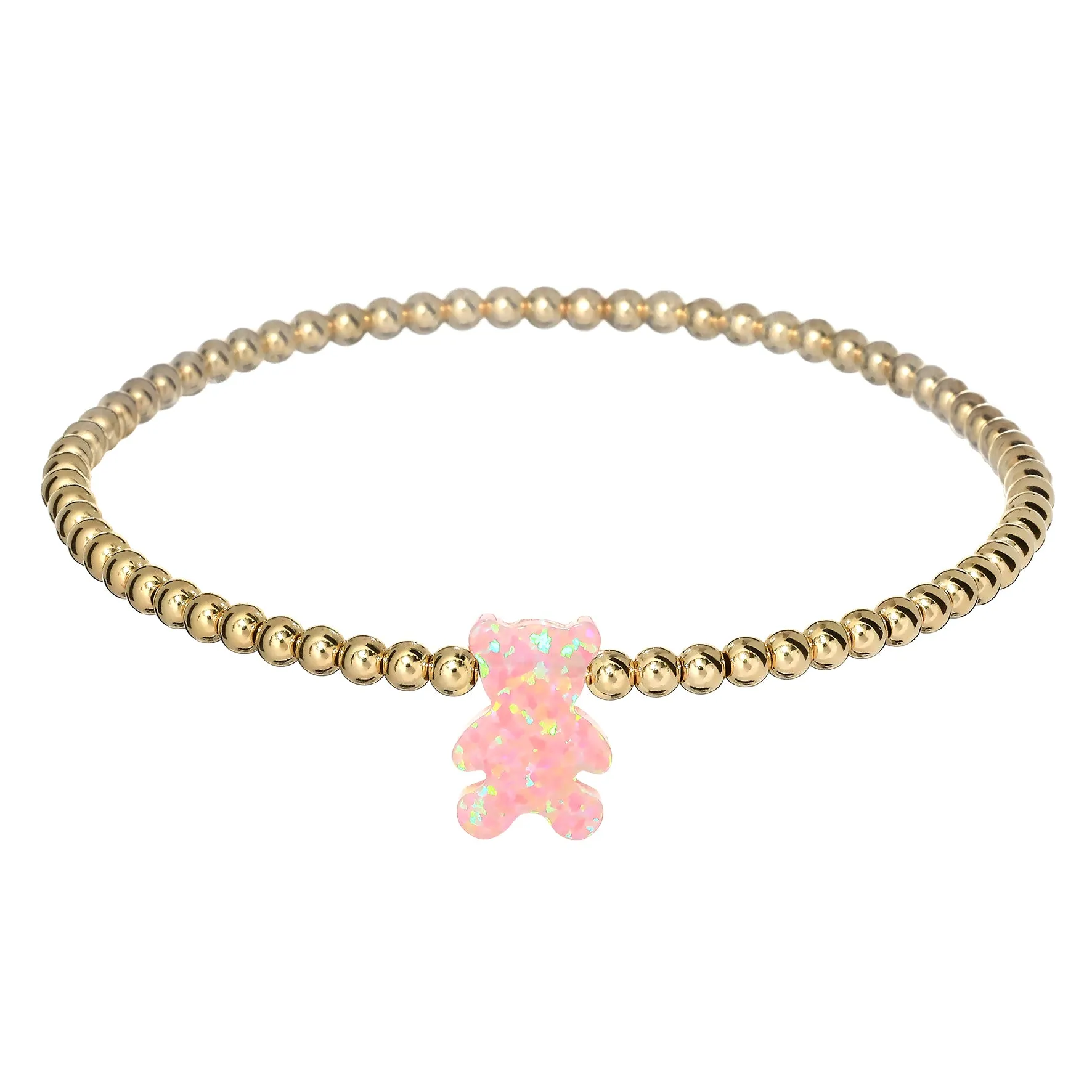 "TEDDY BEAR" Opal Charm with Tarnish-Free Ball Beads