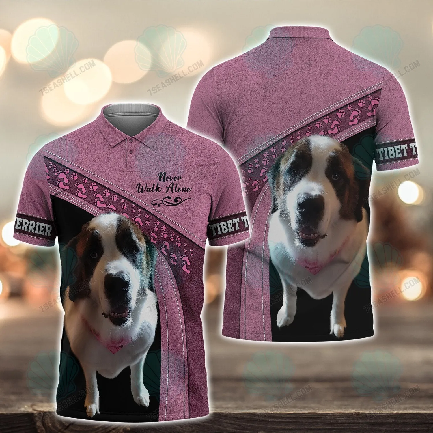 Saint Bernard Love Pink Never Walk Alone 3D Full Print Shirts, Christmas Dog Memorial Gifts for loss of Dog