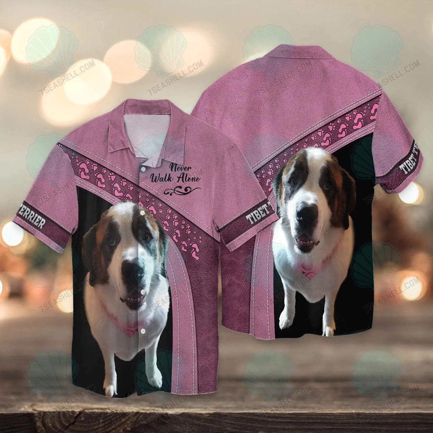 Saint Bernard Love Pink Never Walk Alone 3D Full Print Shirts, Christmas Dog Memorial Gifts for loss of Dog