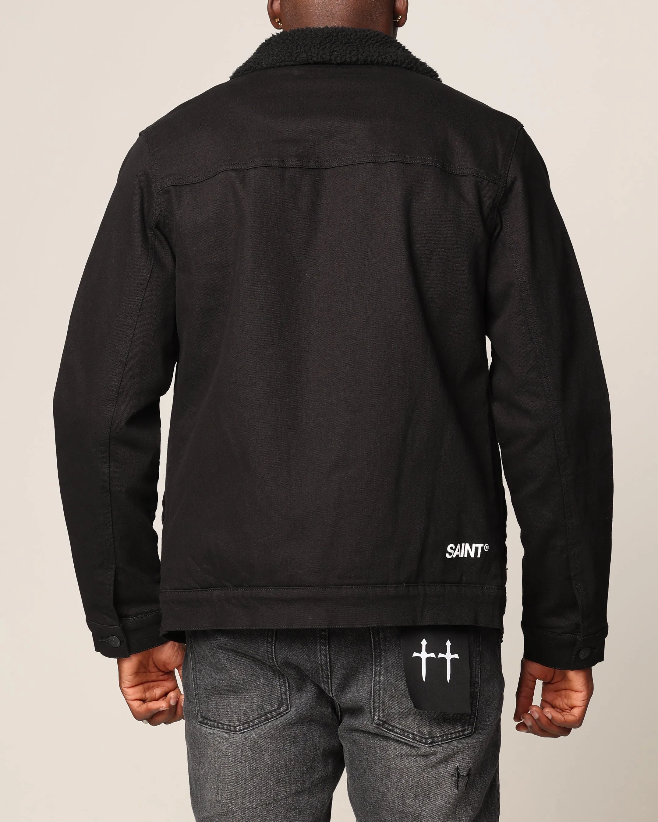 Saint Morta Sherpa Denim Jacket Black/Black