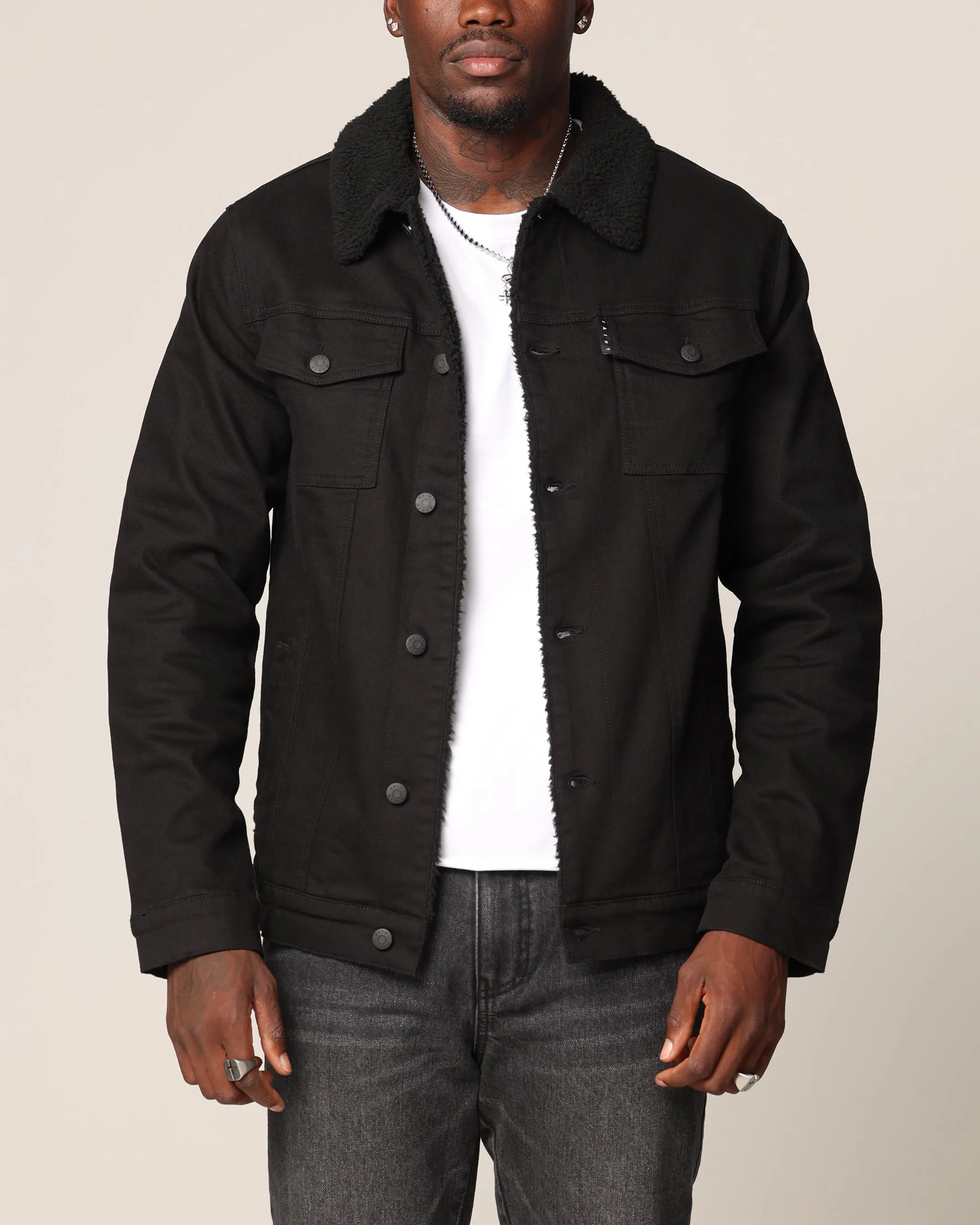 Saint Morta Sherpa Denim Jacket Black/Black