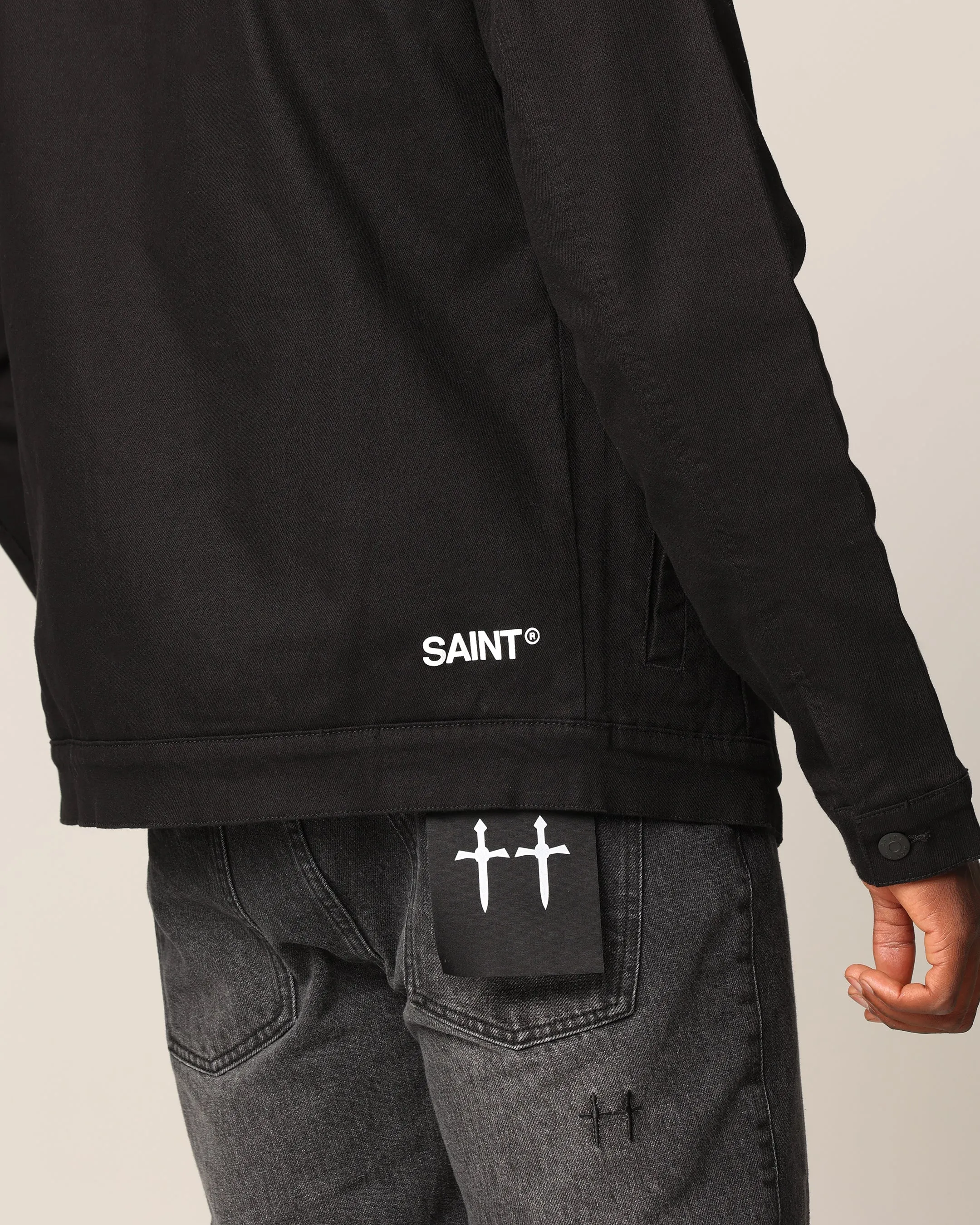 Saint Morta Sherpa Denim Jacket Black/Black