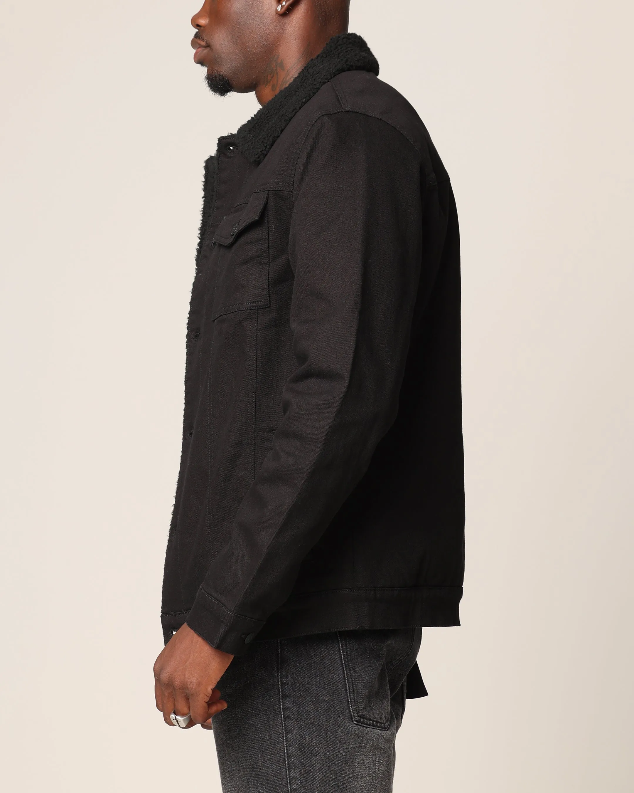 Saint Morta Sherpa Denim Jacket Black/Black