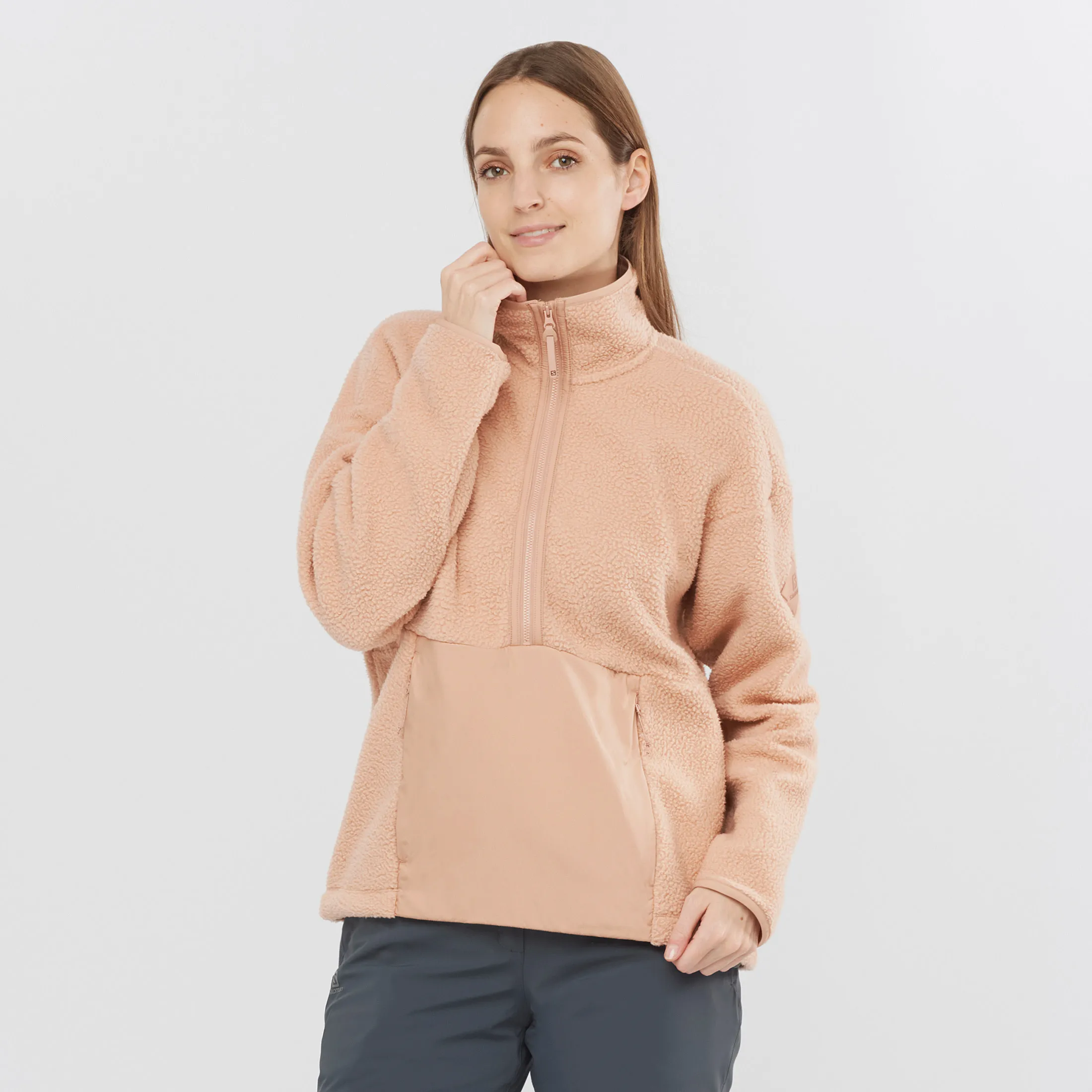 Salomon Women&#x27;s Snowshelter Teddy Half Zip Sirocco/Heather | Buy Salomon Women&#x27;s Snowshelter Teddy Half Zip Sirocco/Heather here | Outnorth