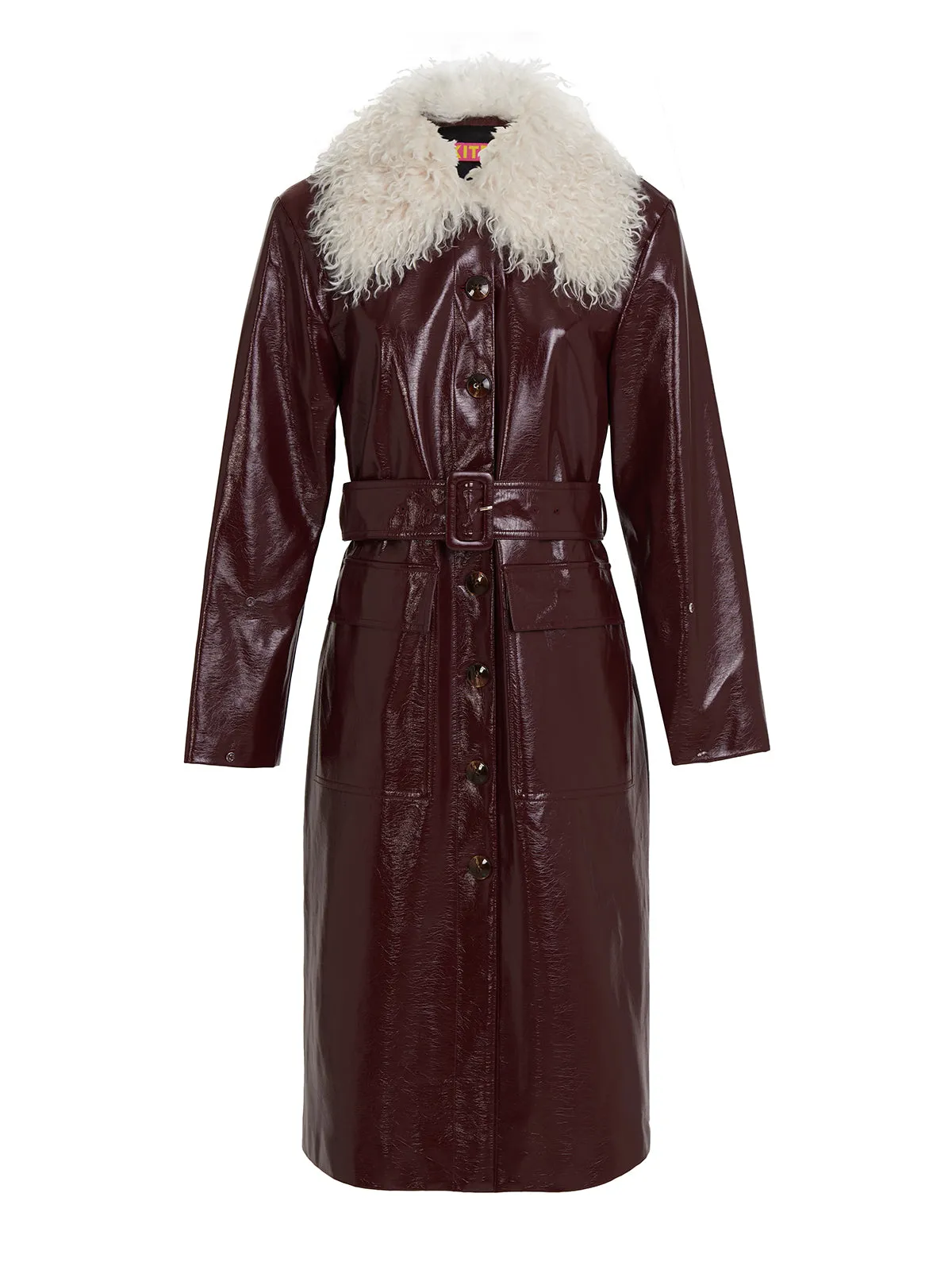 Simone Burgundy Vinyl Coat