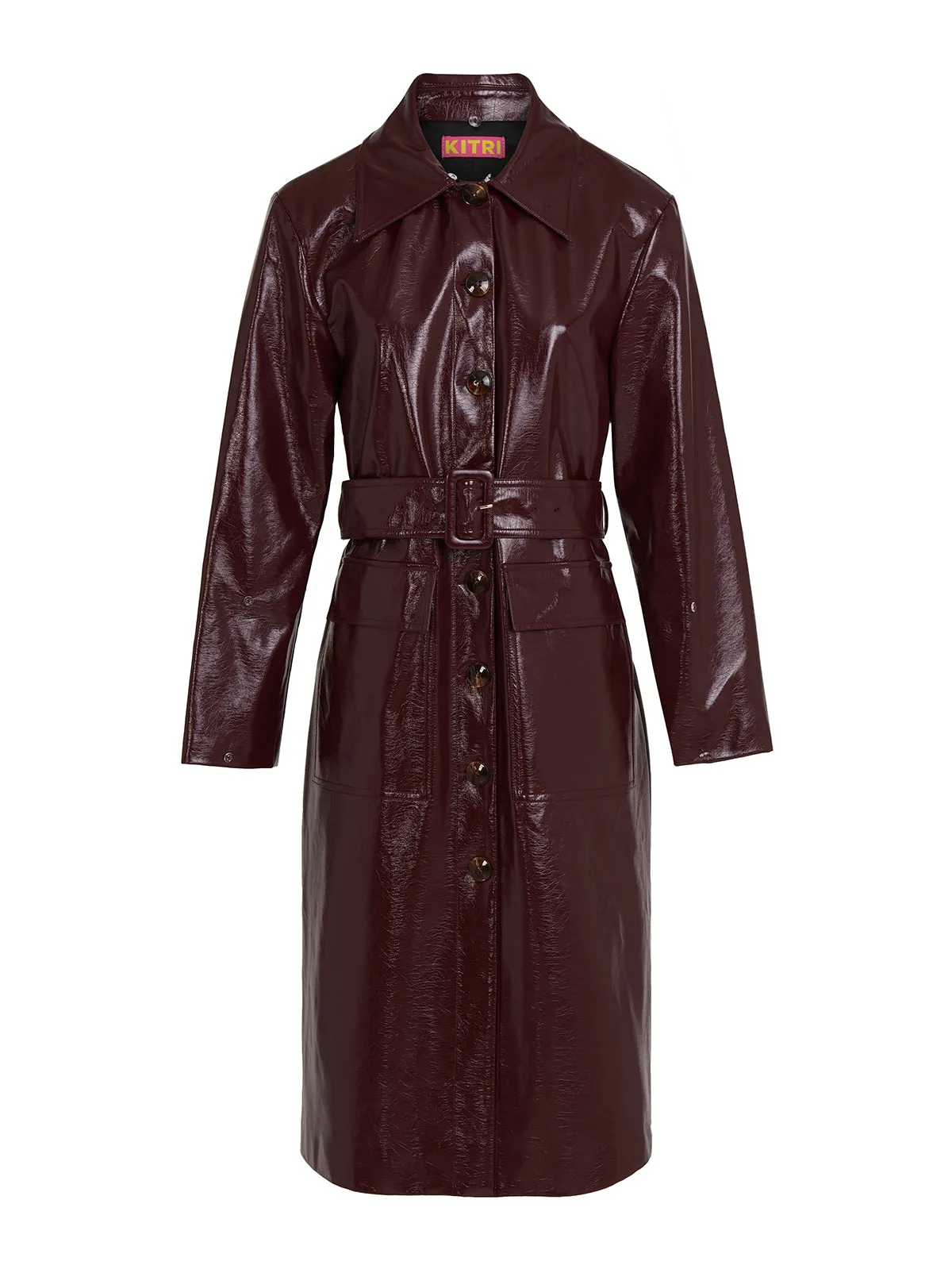 Simone Burgundy Vinyl Coat